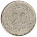 20 Centavos (Provisional Coinage)