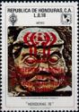 Sculptures of the Mayan culture-red overprinted