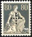 Helvetia with sword, cross perforated