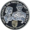 50 Pence (Montreal Olympics, Golden shield)