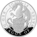 10 Pounds (The Queen's Beasts, Red Dragon of Wales - Silver Piedfort)
