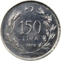 150 Lira (F.A.O. - Atatürk driving tractor - Lettered edge)