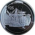 25 Dollars (Discovery of America Series. Ship at anchor)