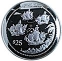 25 Dollars (Discovery of America Series. Four sailing ships)