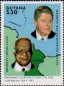 Clinton and Jagan with Guyana Map