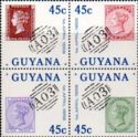 4 x 45c GB stamp, inscription in blue