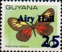 "25" and "Airy Hall" on 10c Butterfly