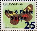 "25" and "No. 6 Police Station" on 10c Butterfly