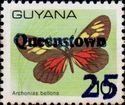 "25" and "Queenstown" on 10c Butterfly