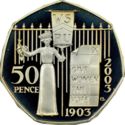 50 Pence (Women's Social and Political Union. Silver Piedfort)