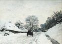 "La charrette, route sous la neige a Honfleur", 1865