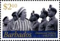 Inspecting Barbados soldiers, 1977