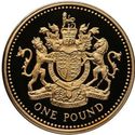 1 Pound (25th Anniversary of Decimal £1s, Royal Arms - Gold)