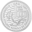 10 Francs (125 years World Postal Services)