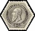 Telegraph Stamp: leopold II on a lined background