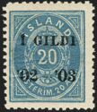 20 Aur Blue W/ Black Overprint