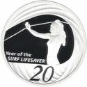 20 Cents (Year of the Surfer Lifesaver. Silver)