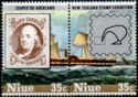 US #1 stamp & 1st US transatlantic mail ship and Logo