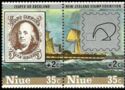 US #1 stamp & 1st US transatlantic mail ship and Logo