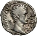 1 Denarius (Augustus - Drusus & Tiberius pres. laurel branches)