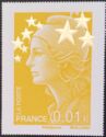 Marianne max 0.01€, jaune et or