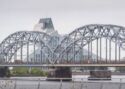 Riga. National Library Building vs Railway Bridge