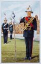 The Royal Marines. Drum Major in Full Dress wth Band Corporal and bandsman