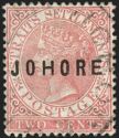 Straits Settlements overprinted "JOHORE" in Sans-Serif Font
