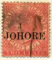 Straits Settlements overprinted "JOHORE" in Roman Font