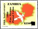 White dove on an Zambia map