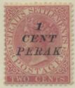 Straits Settlements Overprinted "1 CENT PERAK" in Italic