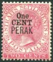 Straits Settlements Overprinted "ONE CENT PERAK"