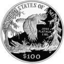 100 Dollars (Eagle in flight over Southeastern Wetlands)