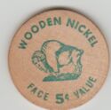WOODEN NICLEL FACE 5c VALUE