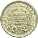 10 Centavos (Reduced size lettering, bar between CENTS and 9D)