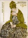 Edith with striped dress, sitting, 1959, by Egon Schiele