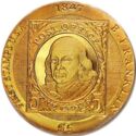5 Dollars (First Stamp U.S.A. 160 th Anni. Benjamin Franklin. Gilt)