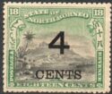 Mount Kinabalu Surcharged "4 CENTS"