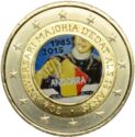 2 Euro (30th anniversary of age majority of 18 years. Coloured (2))