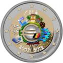 2 Euro (10 Years of Euro Banknotes and Coins. Coloured)