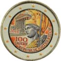2 Euro (100 Years Republic of Austria. Coloured 6)