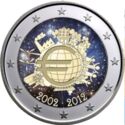 2 Euro (10 Years of Euro Banknotes and Coins. Coloured)