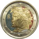 2 Euro (Portrait of Dante Alighieri by painter Raphael. Coloured)