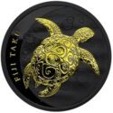 2 Dollars (1 Oz Fiji Taku Turtle Ruthenium Gilded)