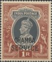 King George VI wearing Imperial Crown of India - overprinted