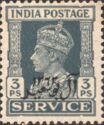 King George VI wearing Imperial Crown of India - overprinted