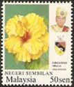 Hibiscus rosa-sinensis (with portrait of Sultan Ja'afar)