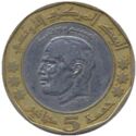 5 Dinars (2nd Ann. of the Death of Habib Bourguiba. Brass ring. Smooth stars)
