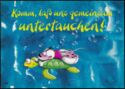 Komm, laß uns gemeinsam untertauchen! - cartoon mouse diving with sea turtle