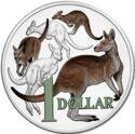 1 Dollar (5 Kangaroos coloured brown 30 Years of Mob of Roos)